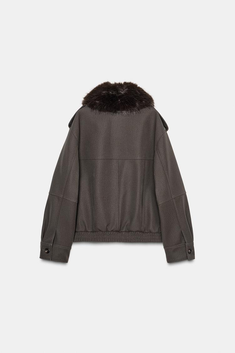 Veste effet daim col amovible