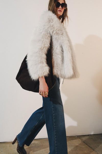 Veste à col revers en fourrure