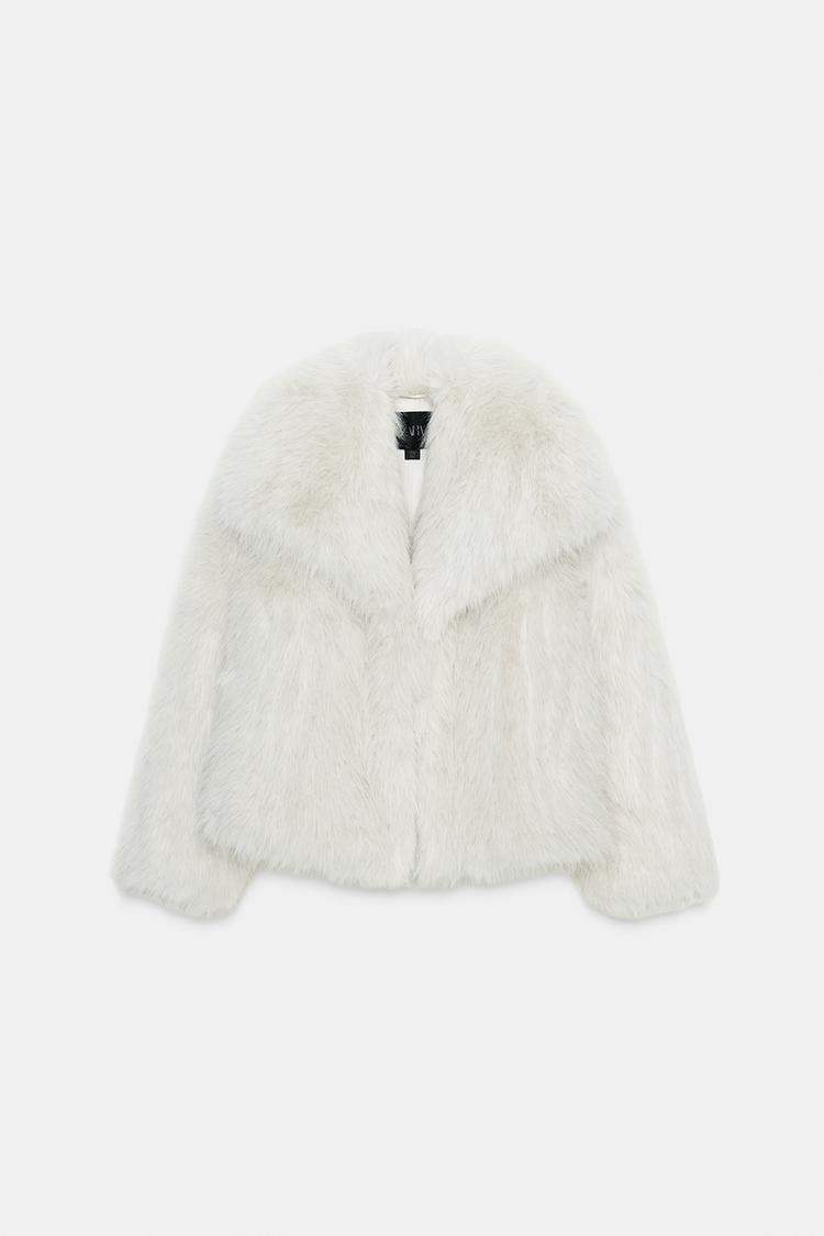 Veste à col revers en fourrure