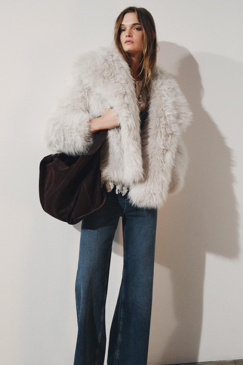 Veste à col revers en fourrure