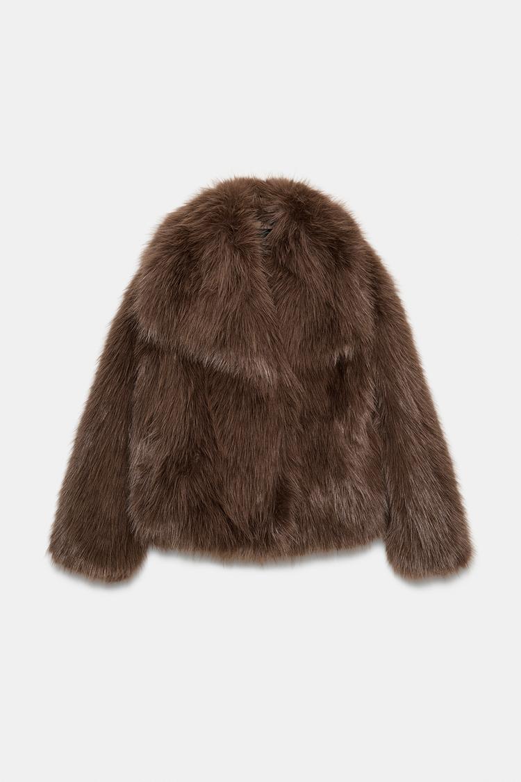 Veste à col revers en fourrure