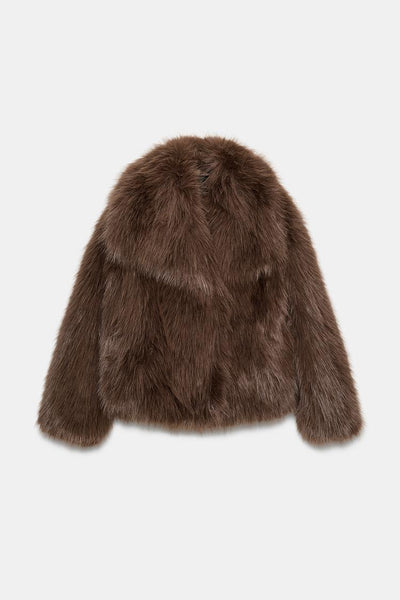 Veste à col revers en fourrure