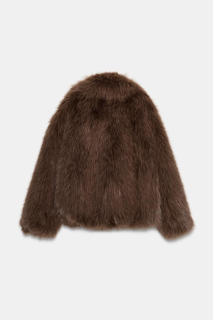 Veste à col revers en fourrure